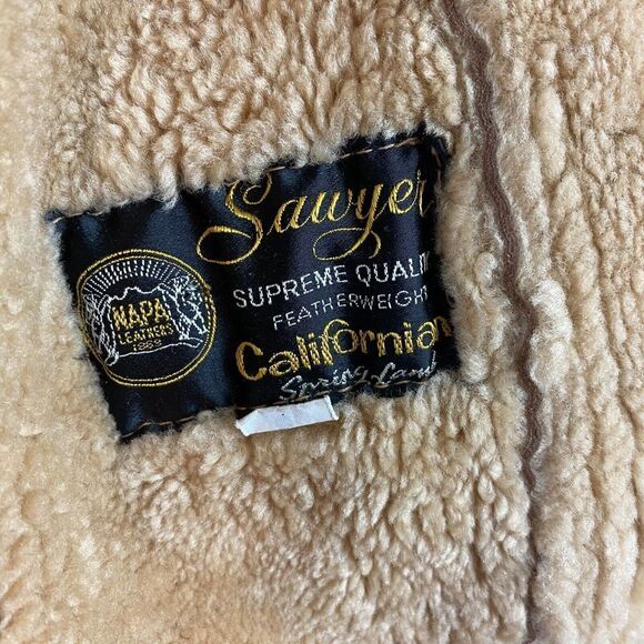 Vintage Women’s Sawyer Of Napa / Long Sheepskin Sheerling Lined Leather Coat 14 - Picture 8 of 16